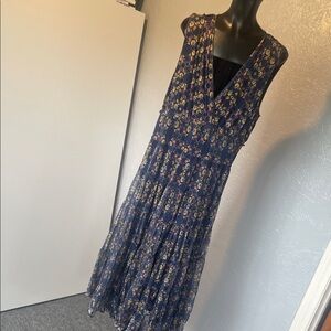 Max Studio Navy Floral Midi Dress